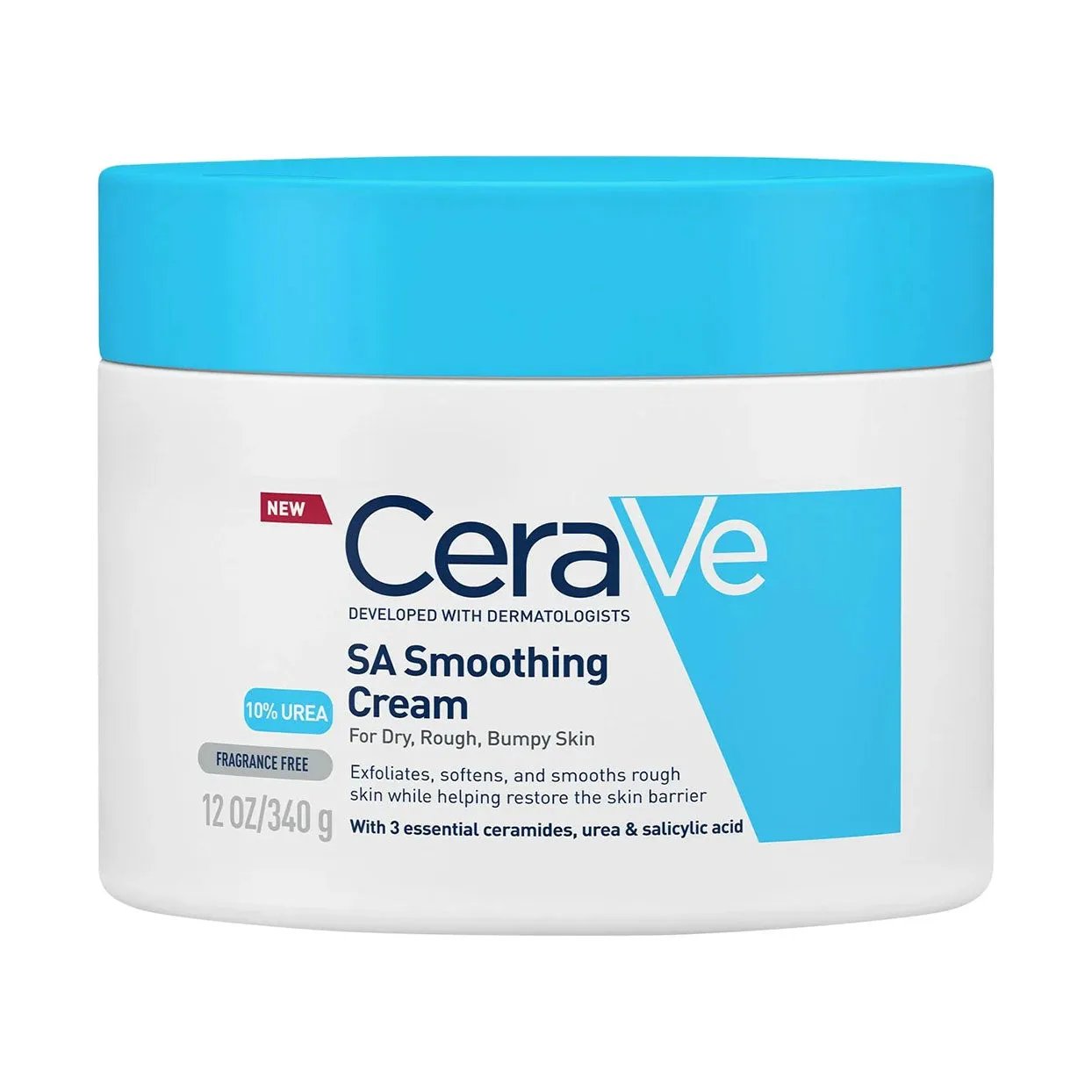 Front of CeraVe SA Smoothing Cream For Dry, Rough & Bumpy Skin 340g tub
