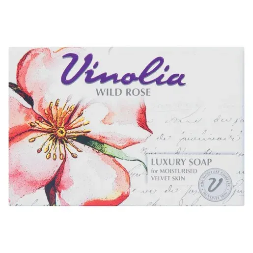 Front of Vinolia Wild Rose Luxury Soap 125 g pack