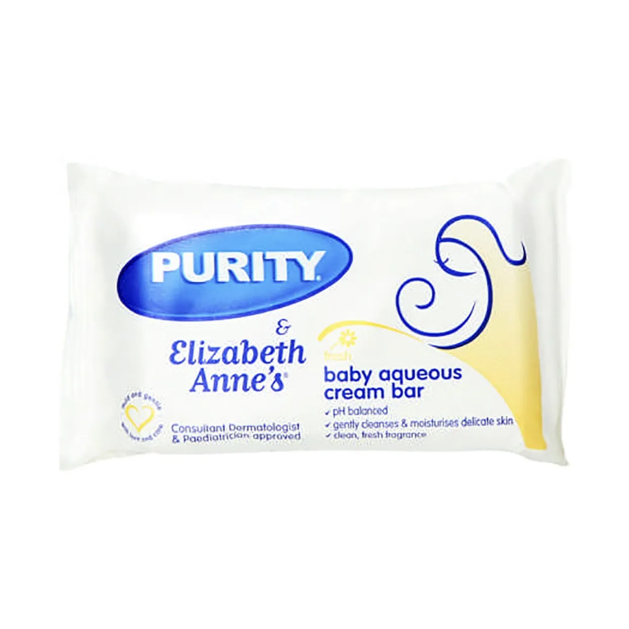 Front of Purity & Elizabeth Anne's Baby Aqueous Cream Bar, Fresh, 175g