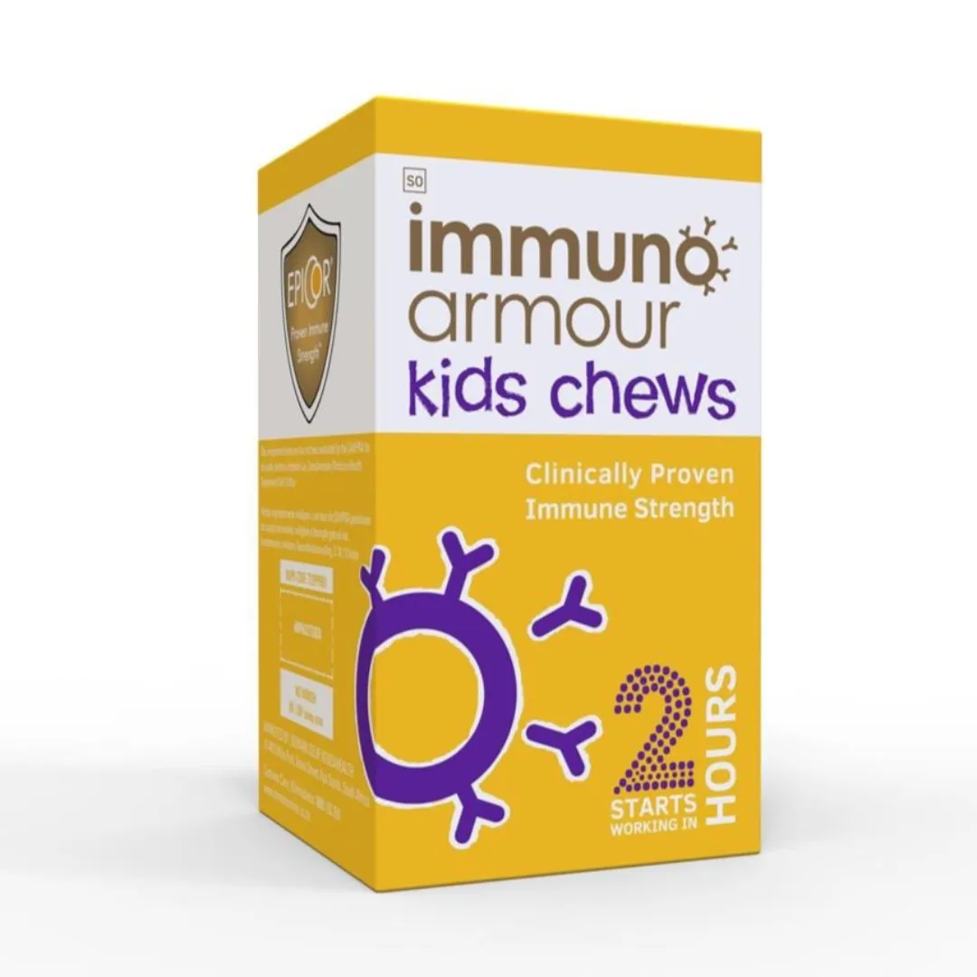 Front of Immuno Armour Kids Chews box, 30 tablets