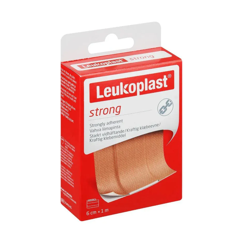 Front of Leukoplast Strong Tan Dressing 6 cm x 1 m box