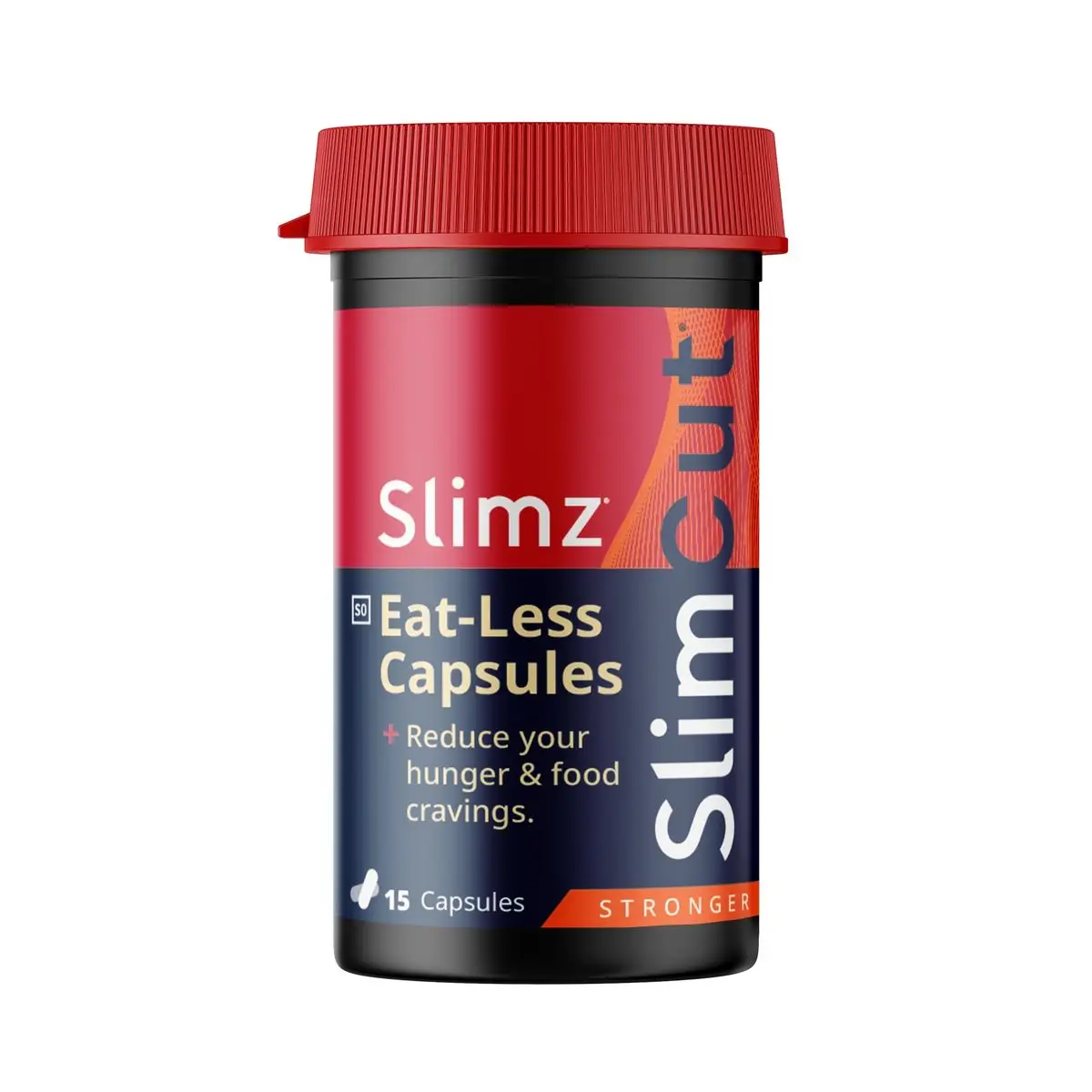Front of Slimz SlimCut Eat-Less Capsules 15 capsules bottle