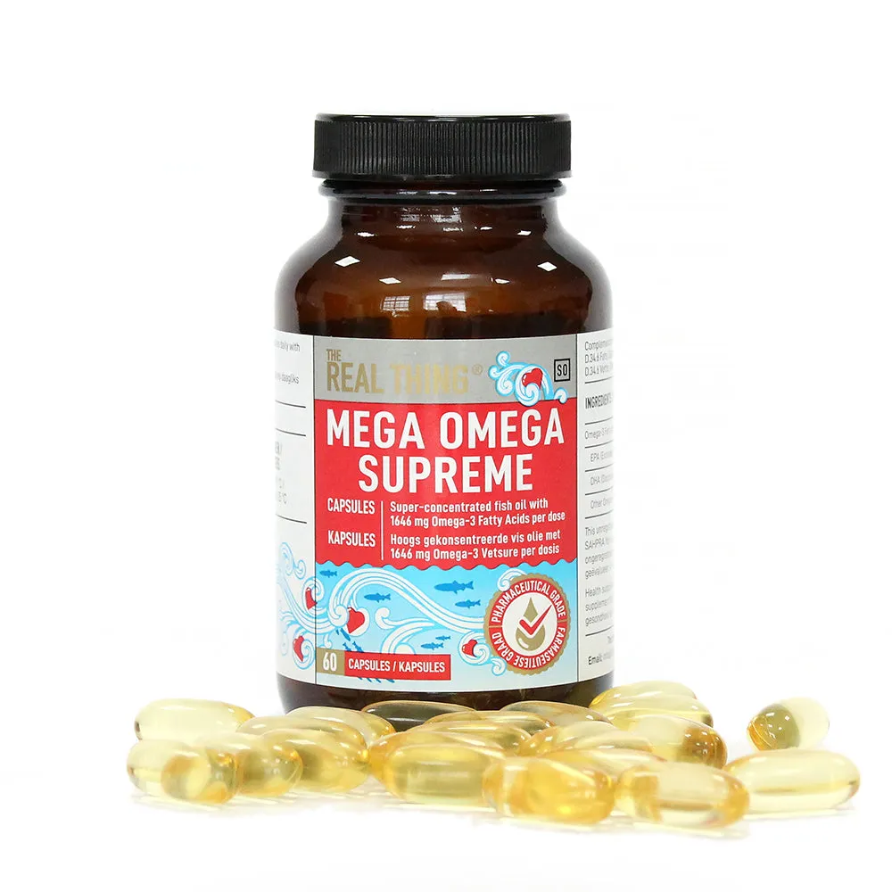 Front of The Real Thing Mega Omega Supreme 60 Capsules bottle