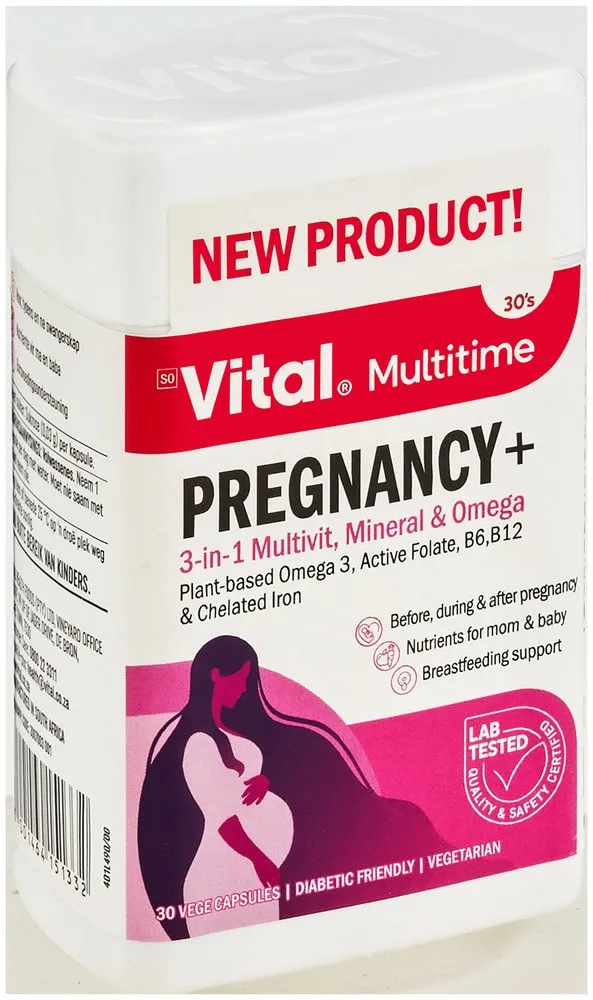 Vital Multitime Pregnancy+ 3-in-1 Multivit, Mineral & Omega Vege Capsules 30pk