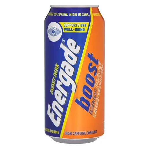 Front of Energade Boost Passion Blast energy drink can 440ml