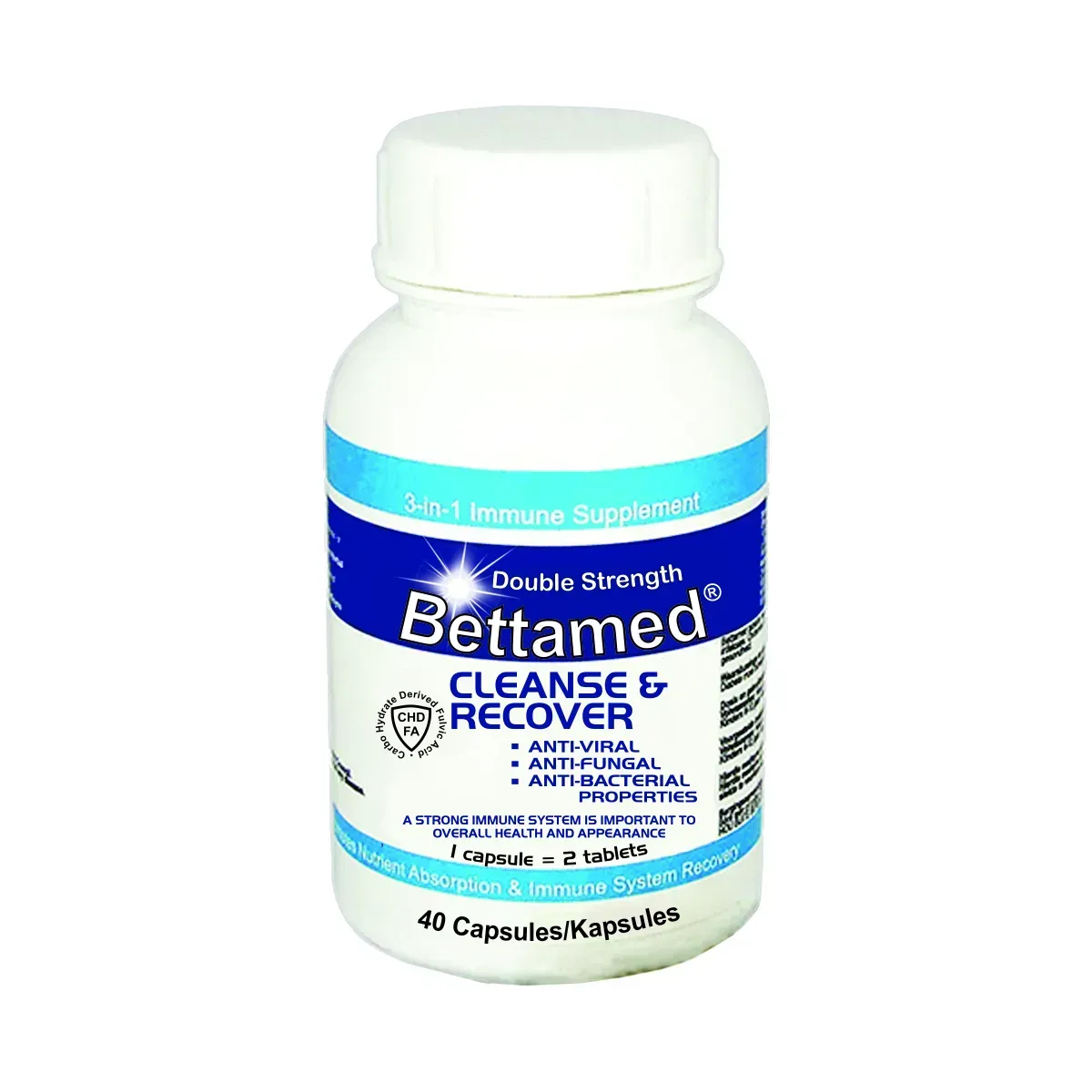 Front of Bettamed Cleanse & Recover 40 capsules bottle
