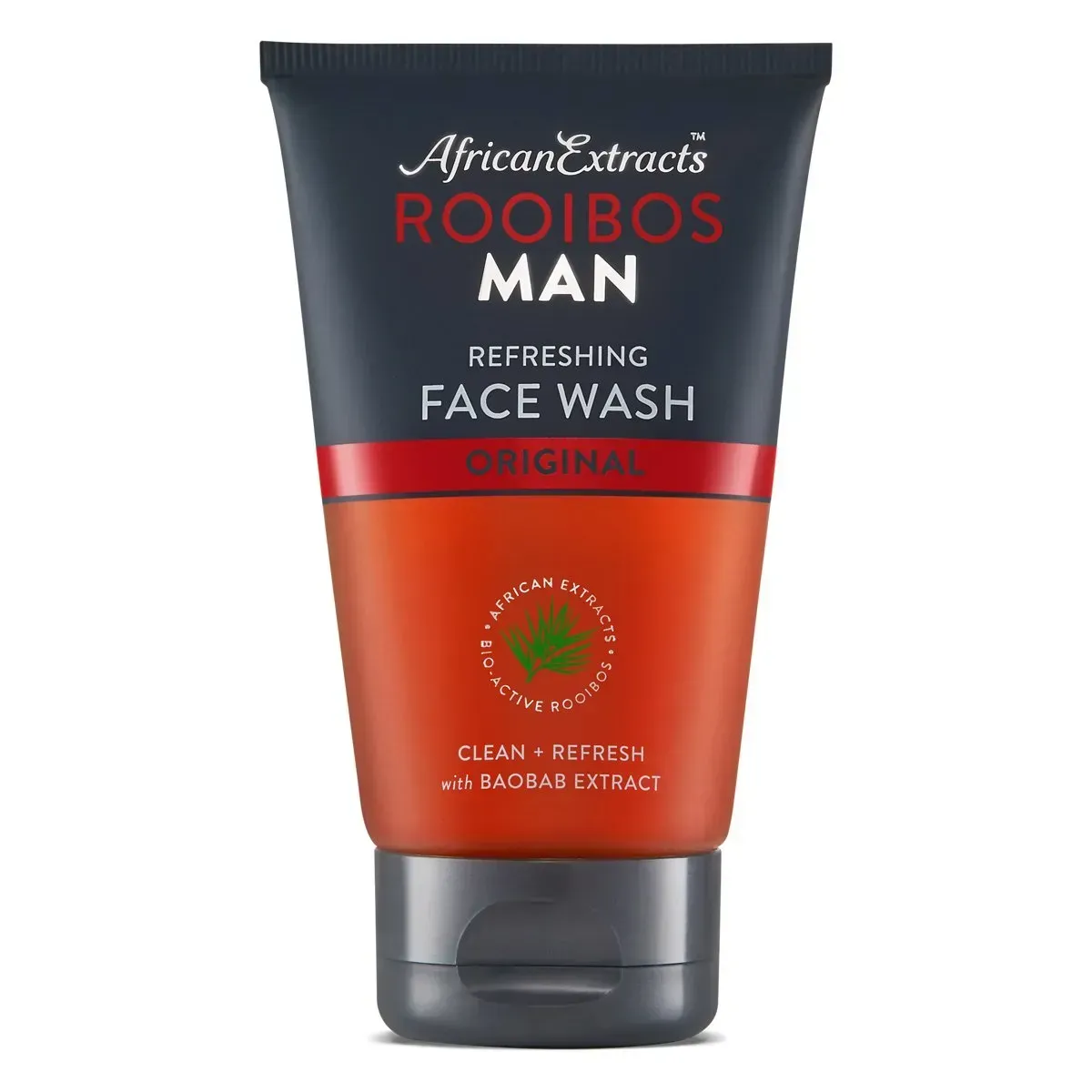 Front of African Extracts Rooibos Man Refreshing Face Wash Original 125 ml tube