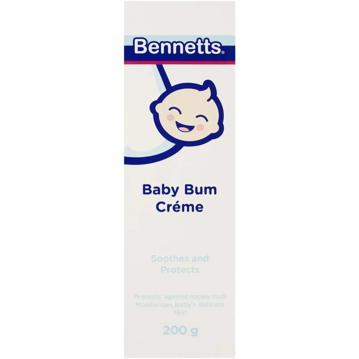 Front of Bennetts Baby Bum Créme 200 g box on white background
