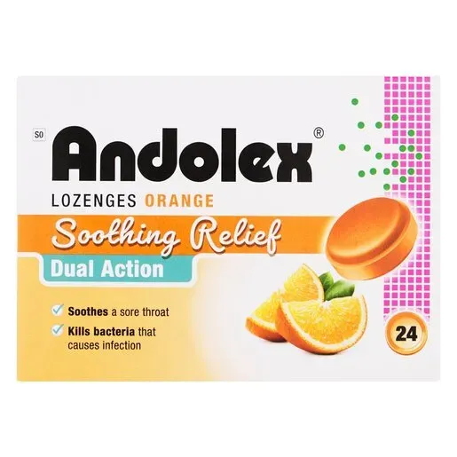 Front of Andolex-C Orange Lozenges 24 pack box