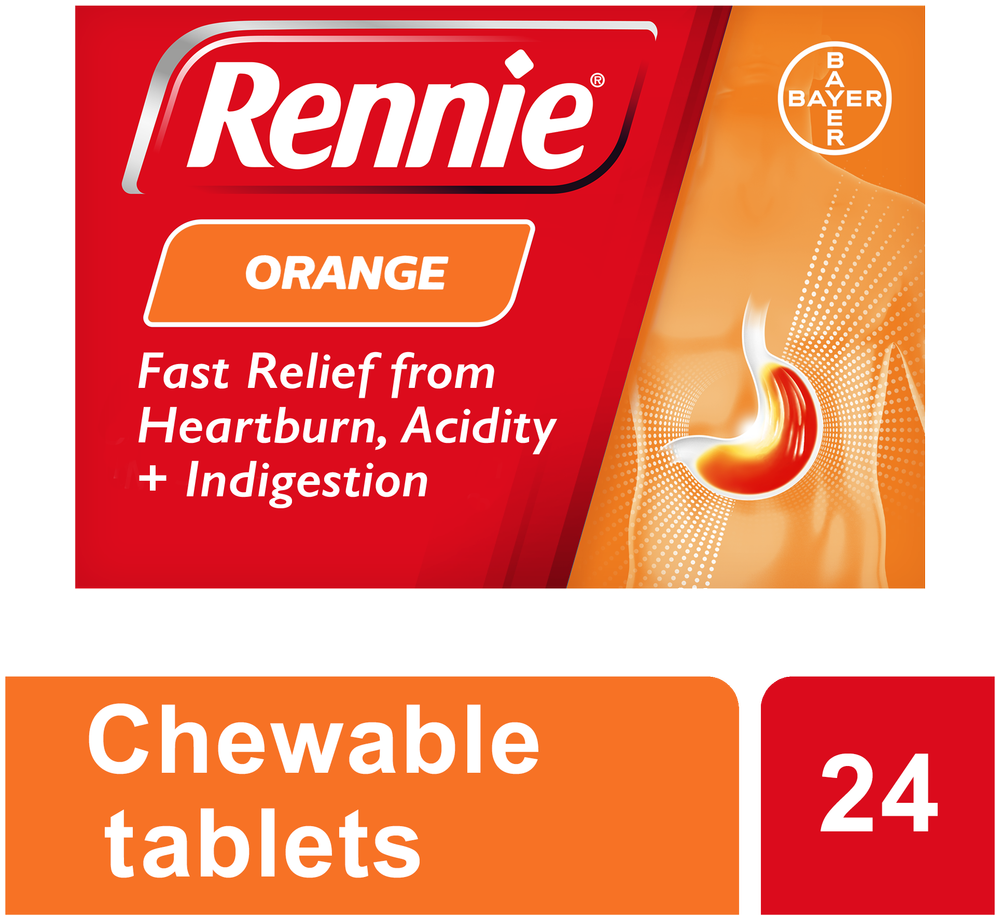 Rennie Orange Heartburn & Indigestion Chewable Tablets 24pk