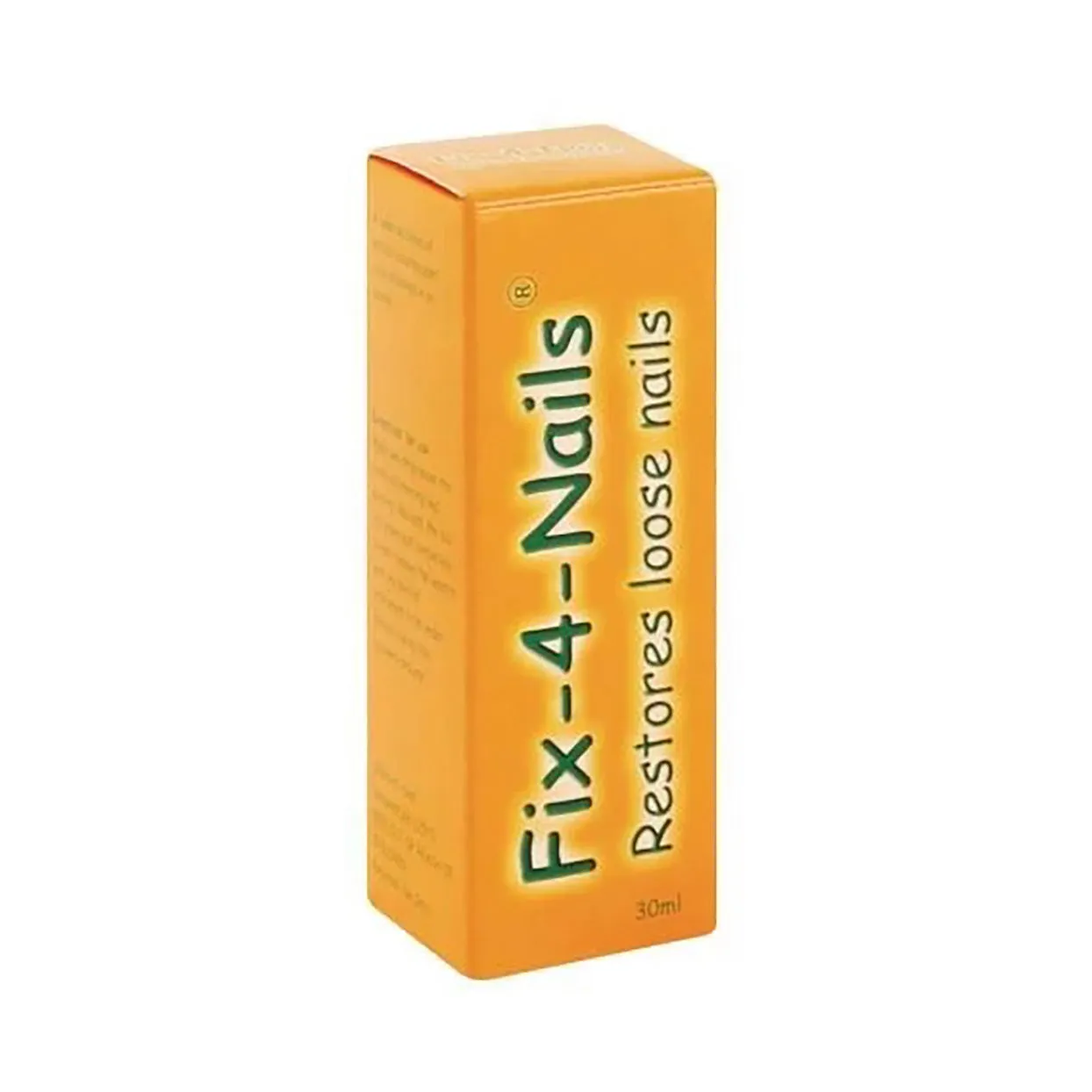 Front of Fix-4-Nails Solution 30ml carton, restores loose nails