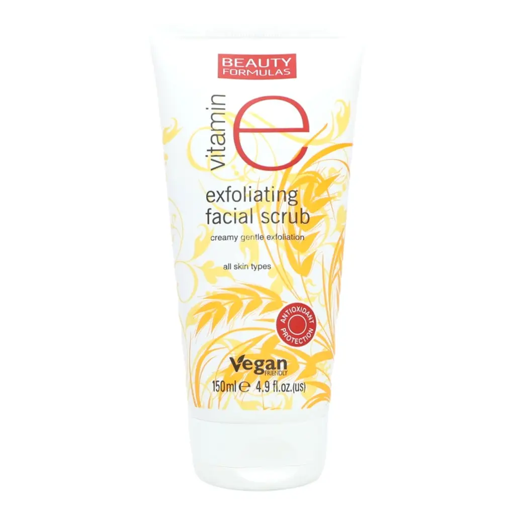 Front of Beauty Formulas Vitamin E Exfoliating Facial Scrub 150 ml tube