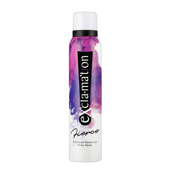 Front of Exclamation Fierce Perfumed Deodorant Body Spray 150 ml on white background