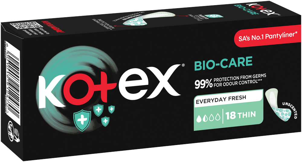 Kotex Bio-Care Thin Unscented Pantyliners 18pk