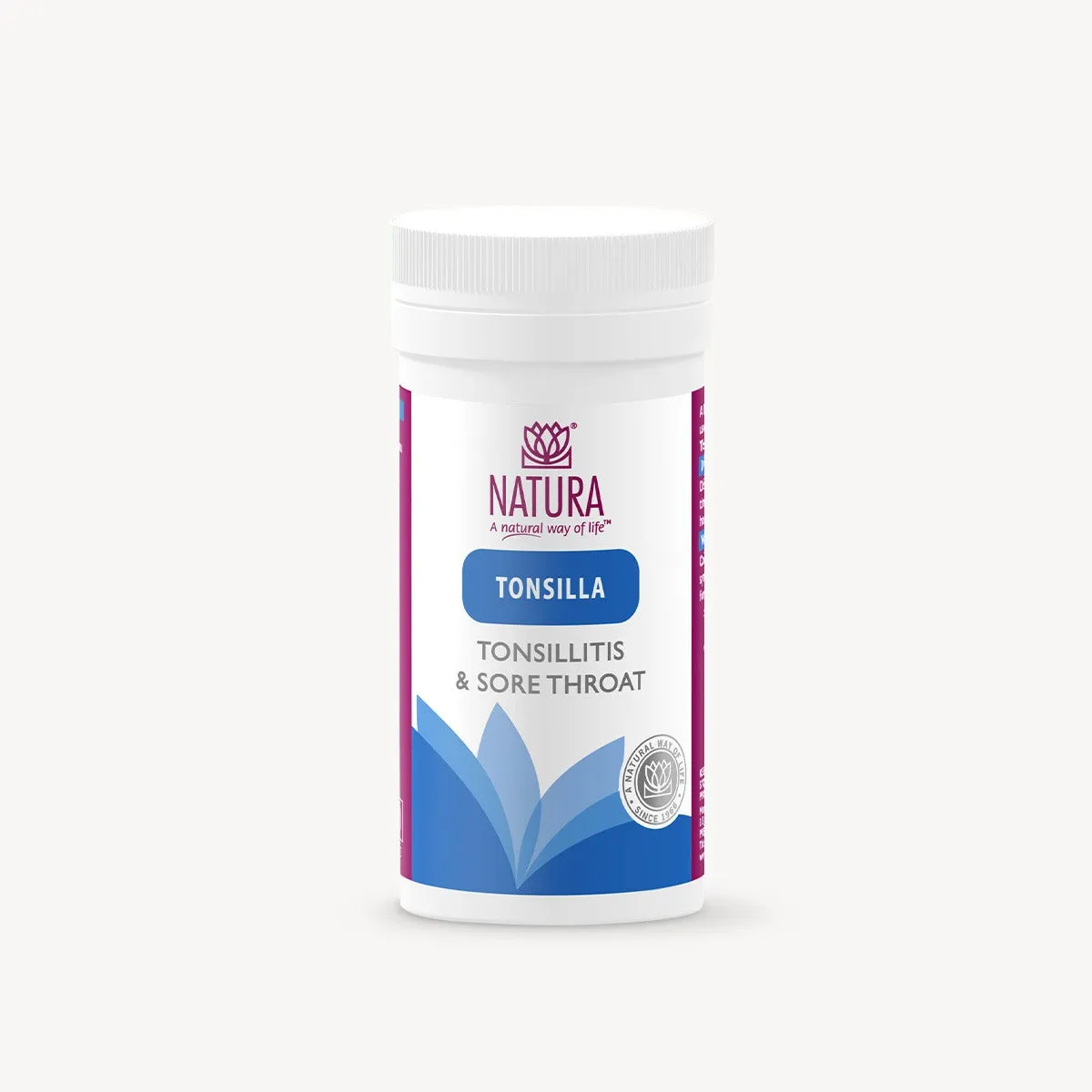 Front of Natura Tonsilla 150 tablets tub for tonsillitis and sore throat