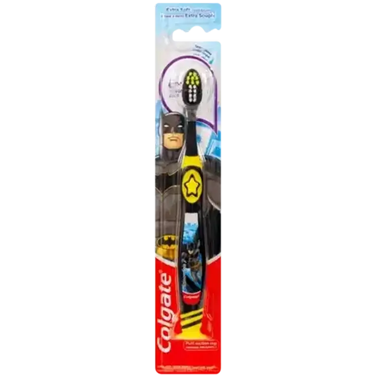 Front of Colgate Kids 6+ Batman toothbrush pack, extra soft, 1 unit