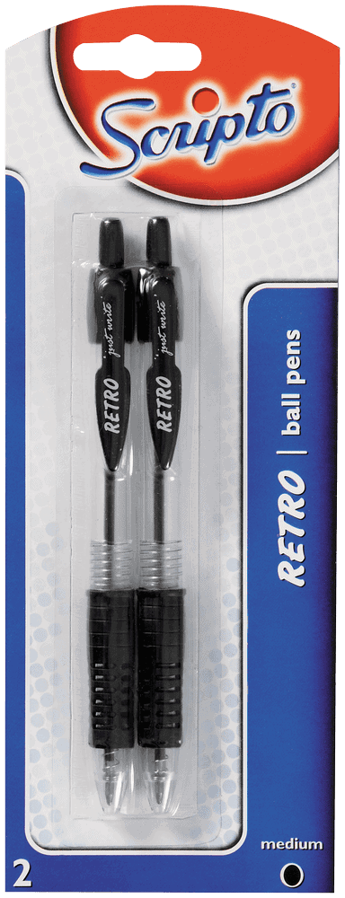 Scripto Black Retro Ball Pen 2pk 2pk