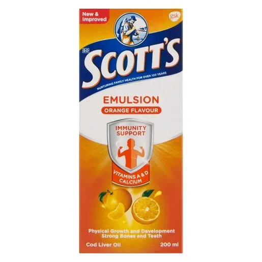 Front of Scotts Emulsion Orange Flavour 200ml box