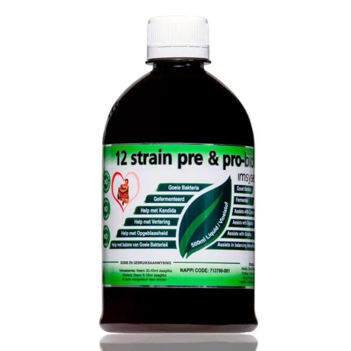 Front of Imsyser 12 Strain Pre & Pro-biotic Microbial Stabiliser 500 ml bottle