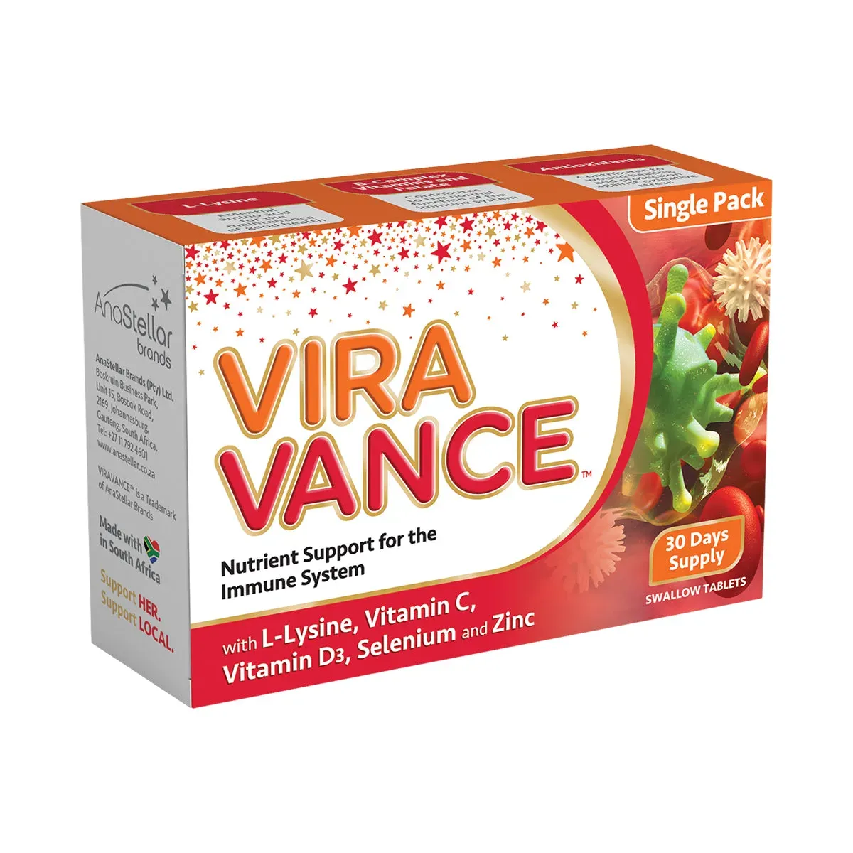 Front of AnaStellar Viravance Tabs 30 tablets box on white background
