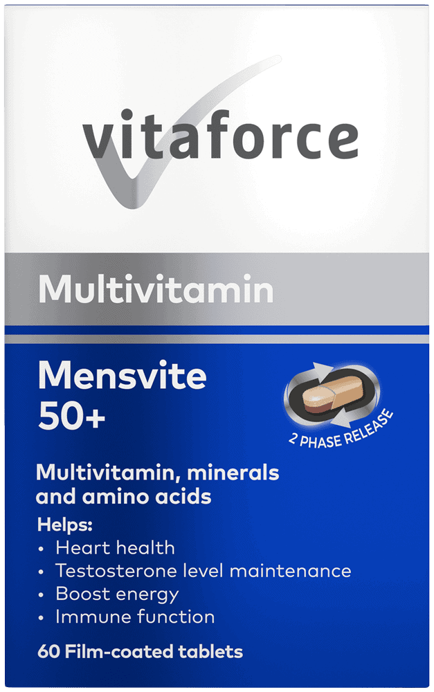 Front of Vitaforce Mensvite 50+ Multivitamin Mature BPR 60 tablets box