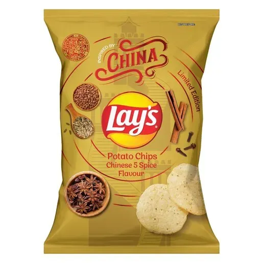 Front of Lay's Chinese 5 Spice Flavour Potato Chips 120g bag