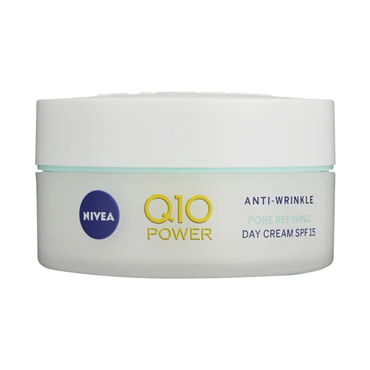 Front of NIVEA Q10 Power Anti-Wrinkle Pore Refining Day Cream SPF15 50ml jar