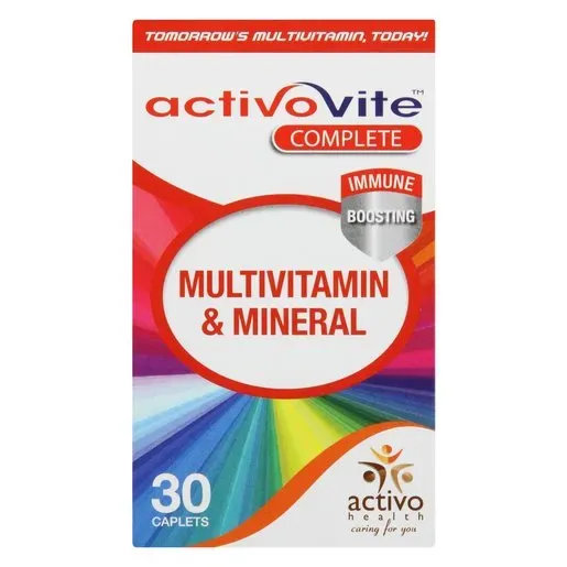 Front of Activo Health Activovite Complete Multivitamin & Mineral 30 caplets pack