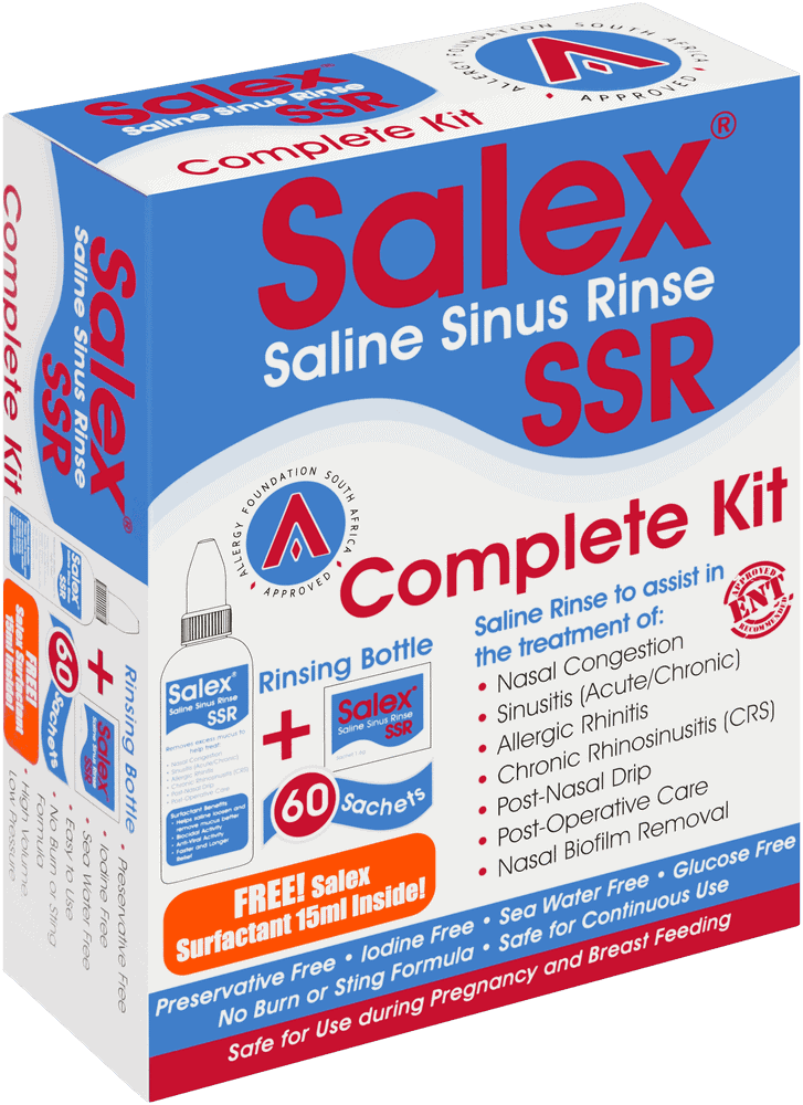 Salex Saline Sinus Rinse Complete Kit 60 x 1.6g