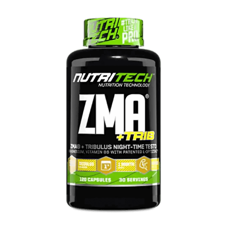 Front of Nutritech ZMA +Trib 120 capsules bottle