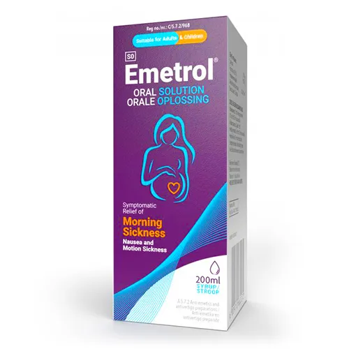 Front of Emetrol Oral Solution 200ml box, Pharmaforce