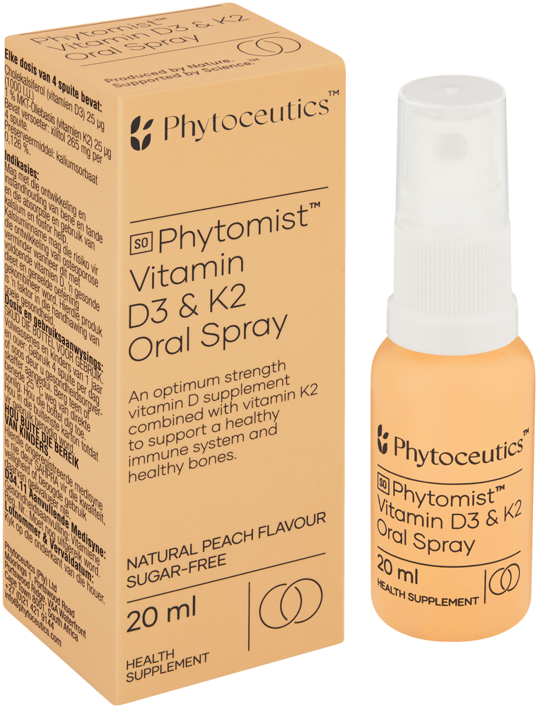 Phytoceutics Phytomist Peach Flavour Vitamin D3 & K2 Oral Spray 20ml