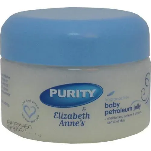 Front of Purity and Elizabeth Anne's Baby Petroleum Jelly Sensitive Skin tub 100ml