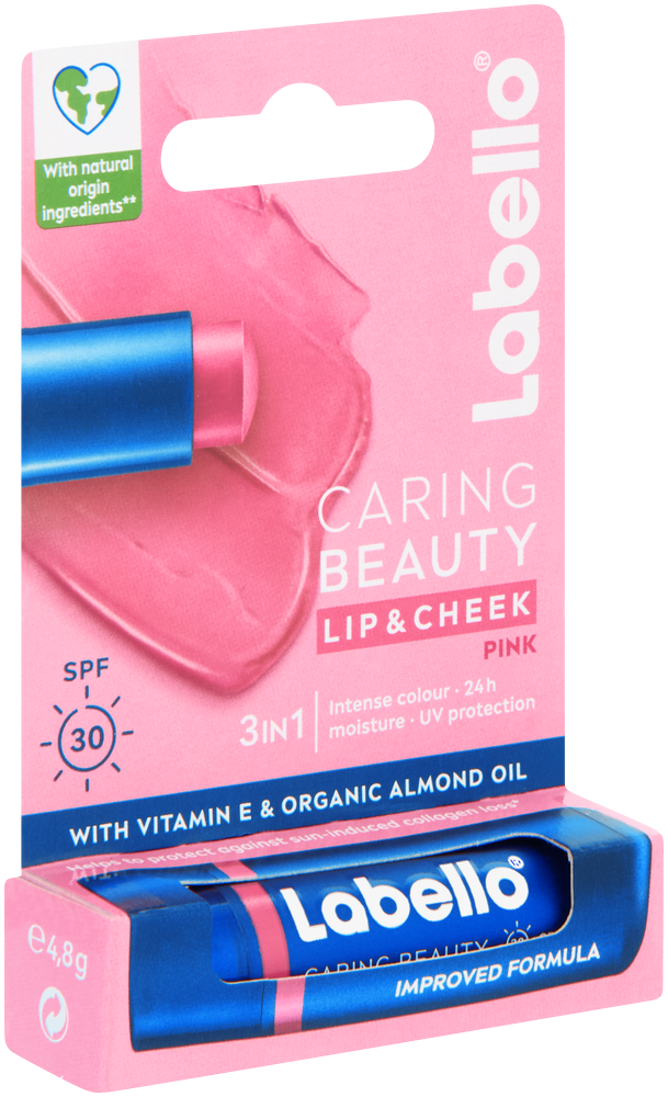 Labello Caring Beauty Pink SPF 30 3-in-1 Lip & Cheek Balm 4.8g
