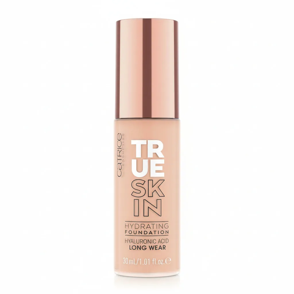 Front of Catrice True Skin Hydrating Foundation 30 ml bottle with rose gold cap