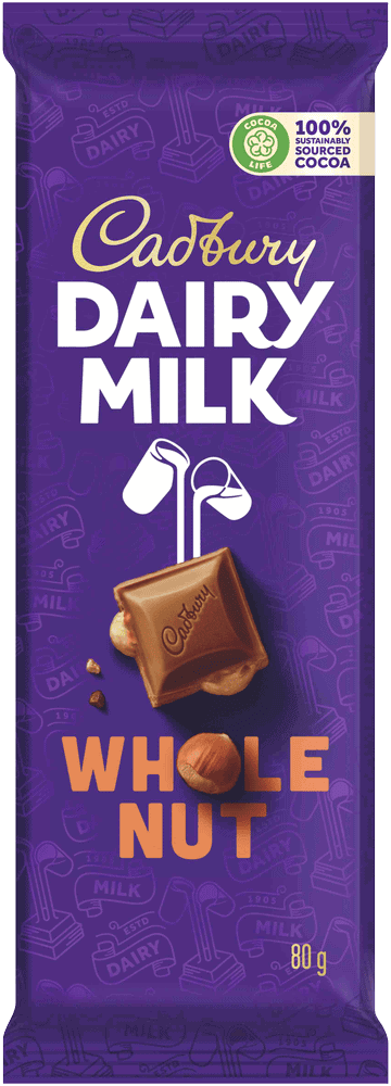 Cadbury Dairy Milk Whole Nut Milk Chocolate Slab 80g
