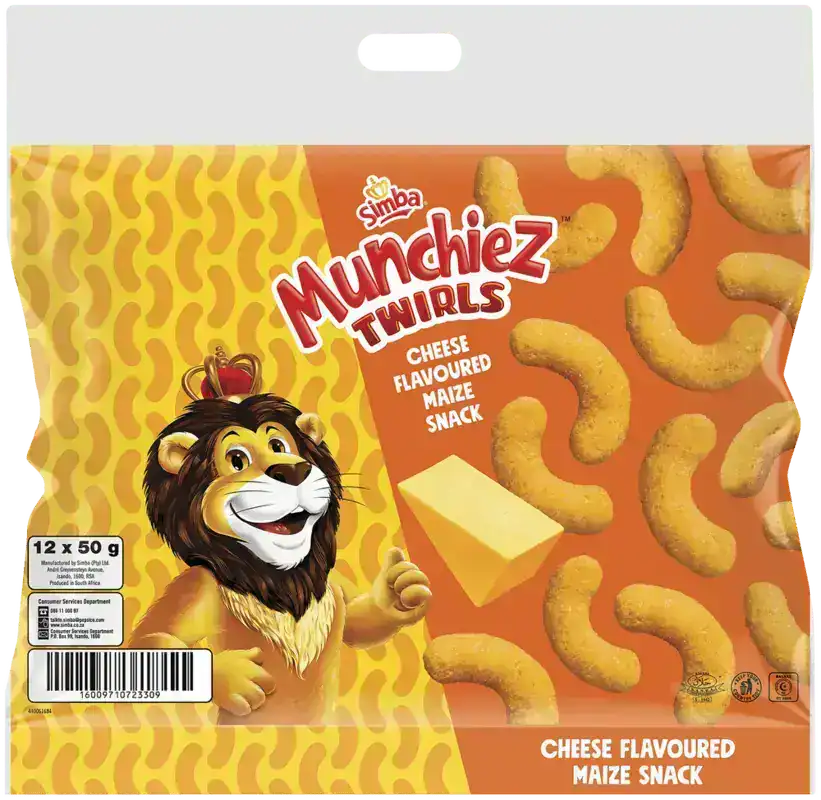 Simba Munchiez Twirls Cheese Flavoured Maize Snack 12 x 50g
