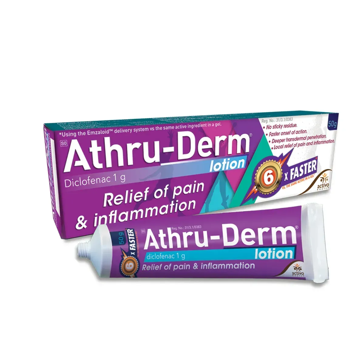Box and tube of Activo Health Athru-Derm Lotion 50 g