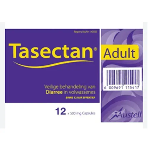 Front of Tasectan Adult 500mg Capsules pack of 12
