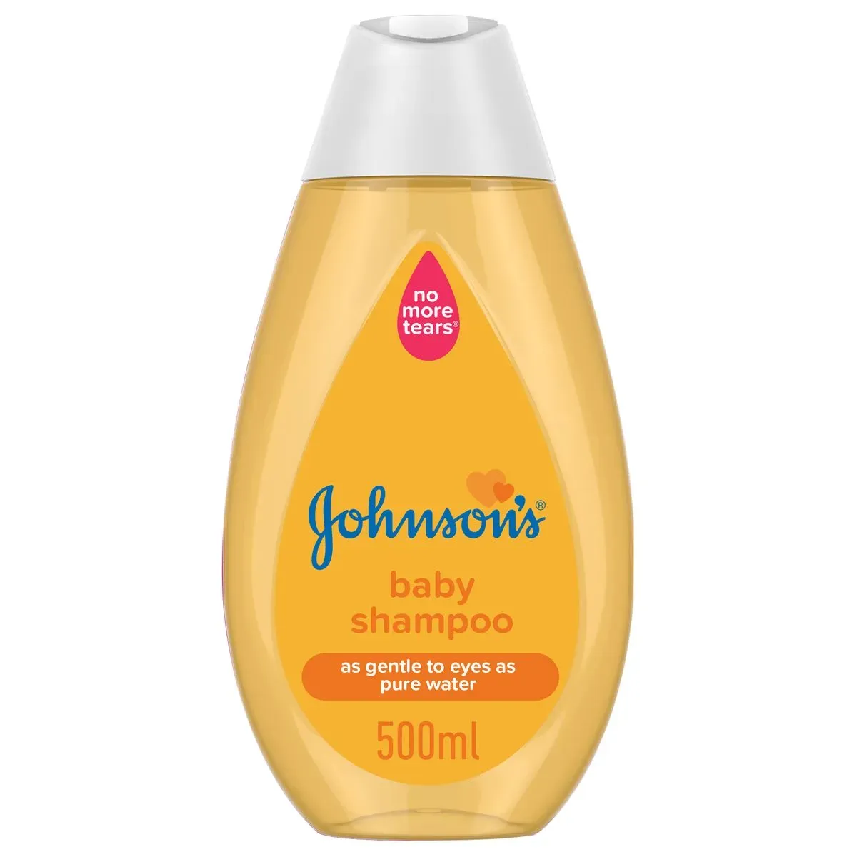 Front of Johnson's Baby Shampoo 500 ml bottle, studio shot