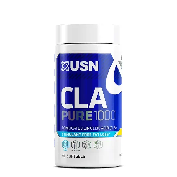 Front of USN CLA Pure 1000 Softgel Capsules 90 count bottle