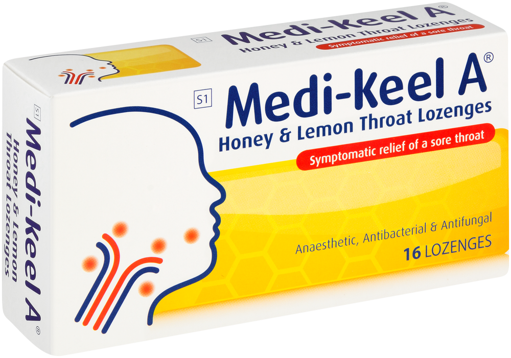 Medi-keel A Honey & Lemon Throat Lozenges 16pk