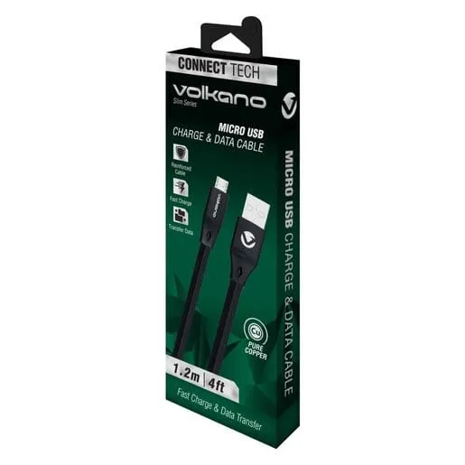 Volkano SLIM BLACK MICRO USB 1.2M