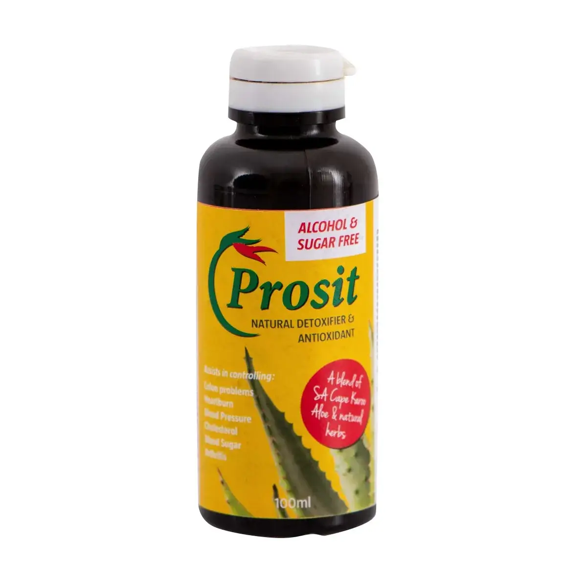 Front of African Cures Prosit Alcohol Free Natural Detoxifier 100 ml bottle