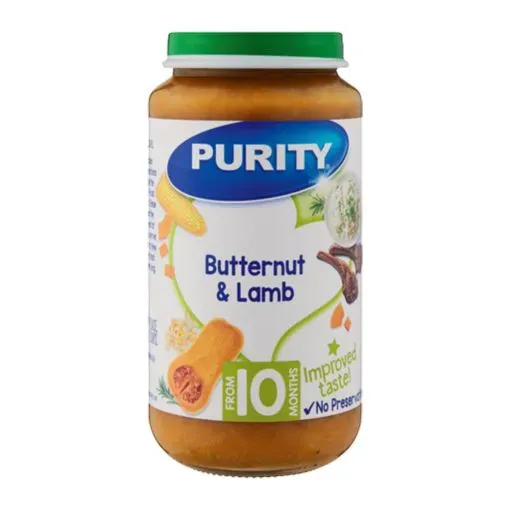 Front of Purity Butternut & Lamb baby food jar 250 ml