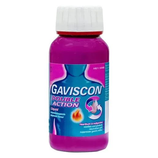Front of Gaviscon Double Action Liquid 150 ml bottle