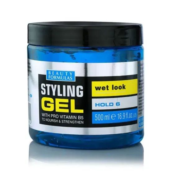 Front of Beauty Formulas Styling Gel Wet Look 500 ml tub