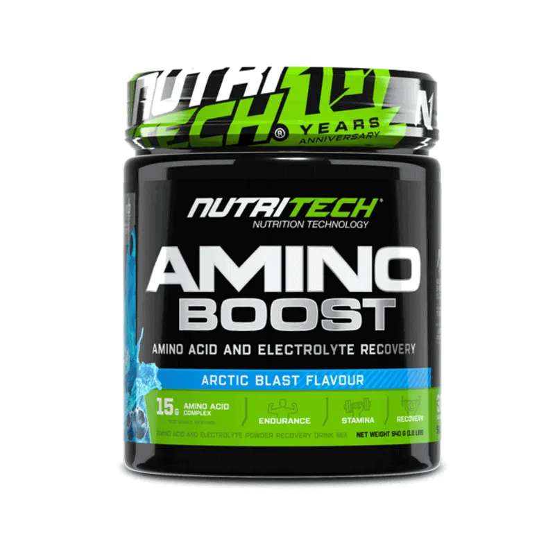 Front of Nutritech Amino Boost Arctic Blast 540 g tub