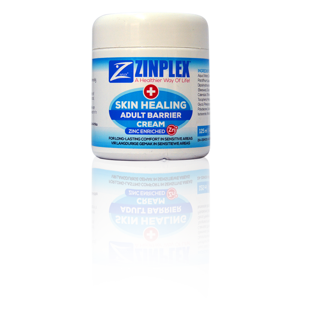 Front of Zinplex Skin Healing Adult Barrier Cream 125 ml tub