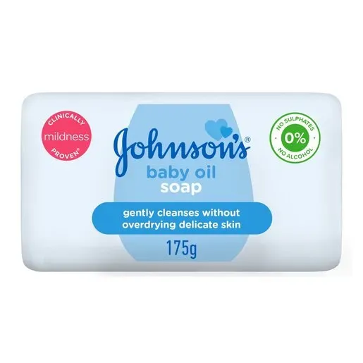 Front of Johnson's Baby Oil Soap 175g bar
